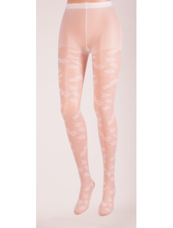 Bonnie Doon Floral Lace Tights off white