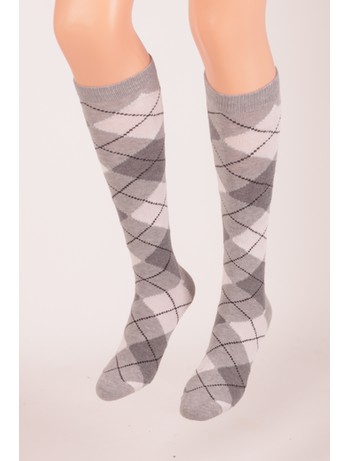 Bonnie Doon Argyle Knee High Socks light grey heather