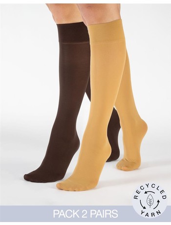 Cette Orleans Eco Knee Highs 2 Pairs Cream Gold / Walnut