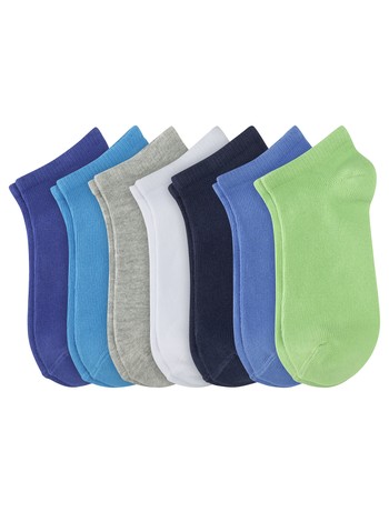 Camano Junior Cotton Ankle Socks in 7 Pack green flash