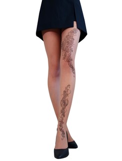 Cecilia de Rafael Tatoo tights leg tattoo patterned