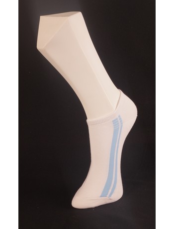 Giulia White Sneaker Socks with Blue Stripes bianco