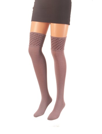 Giulia Over the Knee Socks with Patterned Top lilac