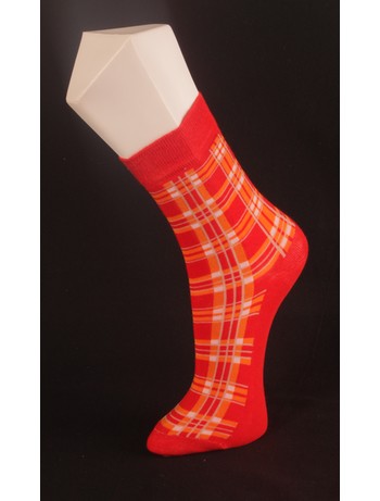 Giulia Red Checkered Cotton Blend Socks rosso 