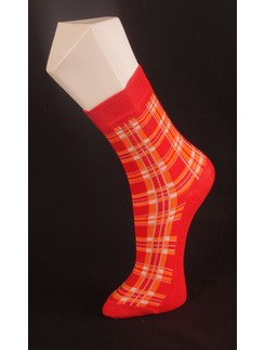 Giulia Red Checkered Cotton Blend Socks