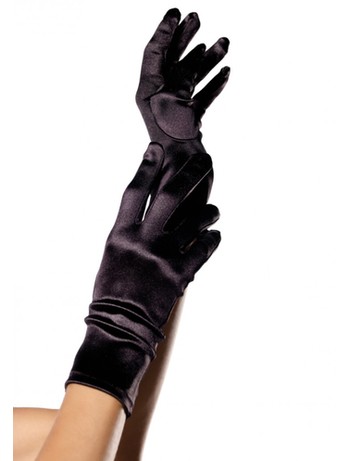 Leg Avenue Satin Wrist Length Gloves black