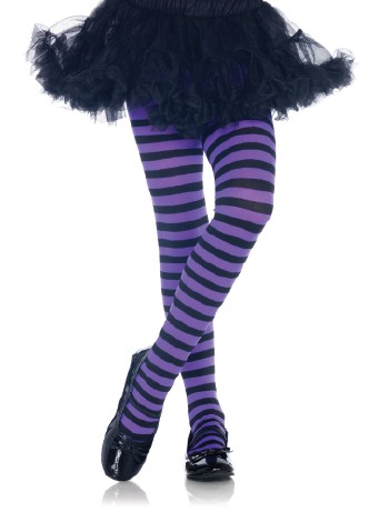 Leg Avenue Girls Stripe Tights black-purple