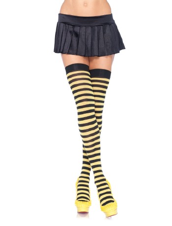 Leg Avenue Opaque Striped  Thigh Highs black-yellow