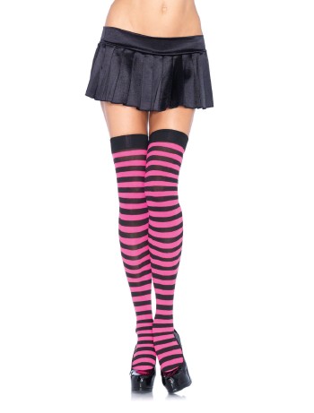 Leg Avenue Opaque Striped  Thigh Highs black/pink