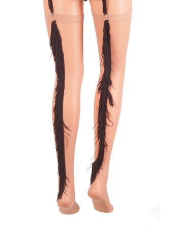Leg Avenue Spandex Sheer Stockings with Fringe Backseam nude