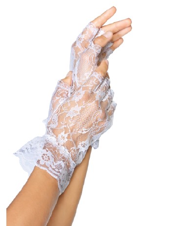 Leg Avenue Fingerless Lace Gloves white